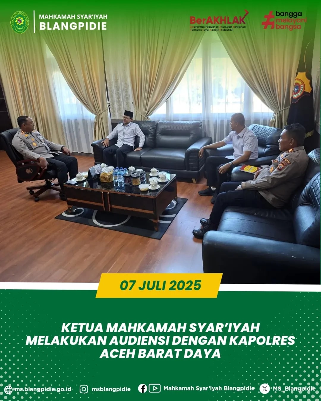 Senin 7 Juli 2025 Ketua Mahkamah Syariyah Blangpidie Bapak Muhammad Reza Fahlepi S.H.I. M